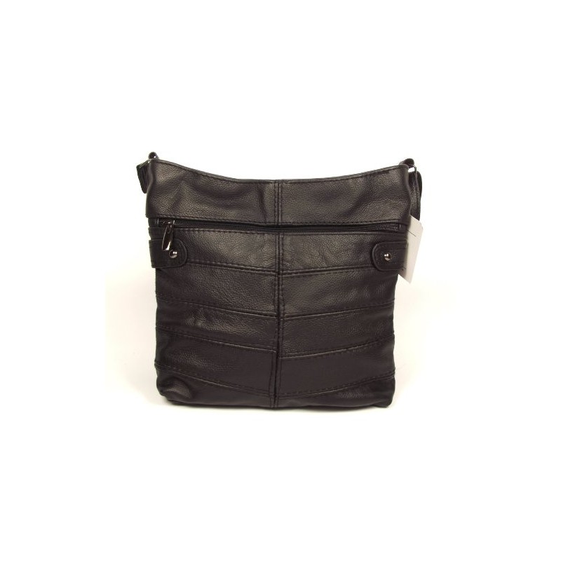 Black Genuine Real Leather Ladies Medium Handbag Shoulder Bag Long