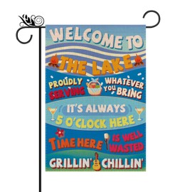 Welcome To The Lake Garden Flag Vertical Double Sided Farmhouse Outdoor Yard Decoration 12.5 x 18 Inch