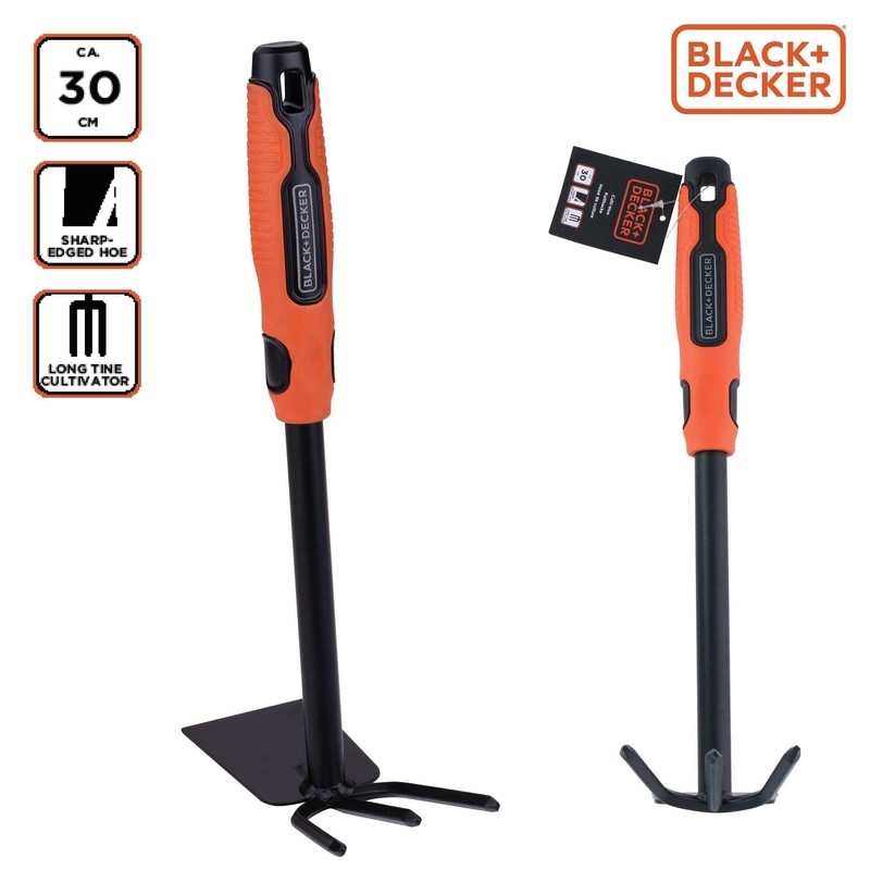 BLACK+DECKER Double Hoe - 3 Prong and Heel - 30cm