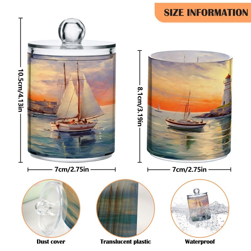 Zhirexin Lighthouse Ship 2PC Airtight Transparent Plastic Storage Jar, Food