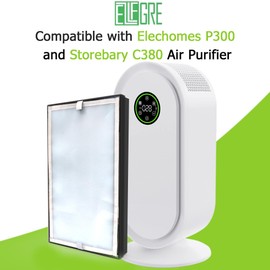 EzLfGre P300 / C380 Filter Replacement Fit for Elechomes P300 and Storebary C380 Air Purifier, 4-in-1 H13 True HEPA