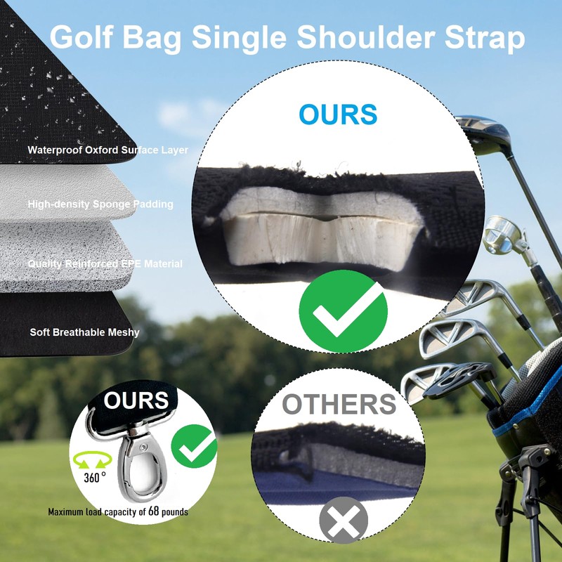DONZWIYES Golf Bag Shoulder Strap Upgraded Single Padded Adjustable Straps
