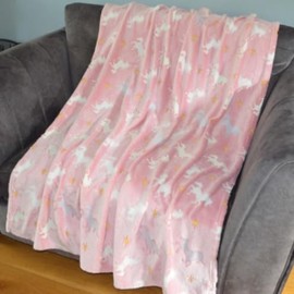 Buddy & Barney Glow-in-the-dark Unicorn Blanket - Soft cosy fleece, multicoloured and machine washable, unisex kids, gifts for kids, all seasons and cosy, throw for bed sofa