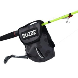 BUZBE Neoprene Spinning Reel Cover - Medium - Grey Hex