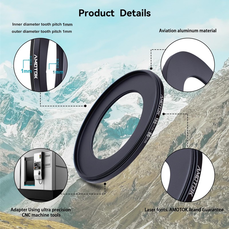 105mm Lens to 86mm Camera Lens Adapter,105mm-86mm Filter Step-Down Ring,Compatible