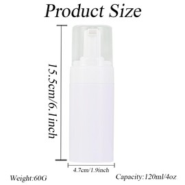 2 Pack 120ml White Plastic Foam Pump Bottles Empty Refillable Foam Dispenser Portable Foam Bottles Travel Soap Container for Shampoo Facial Cleanser