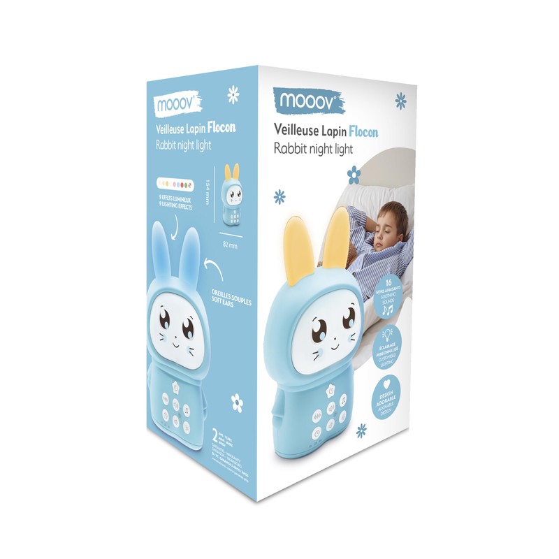 Mooov 477511 Night Light Rabbit Snowflake with White Sound Blue