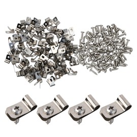 Wire Fence Clips 100pcs Fence Wire Clamps with Screws Stainless Steel Wire Clips Fencing Mounting Clips 12-16 Gauge Welded Wire and Vinyl Metal Wood Fence Wire Clamps Fencing Mounting Clips for
