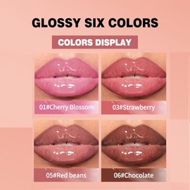 Juego de suero labial teñido de gelatina de 4 colores | Hydrating Nourishing Lip Plumping,Long-Lasting Moisturizing with Polypeptide,Non-Sticky Glossy