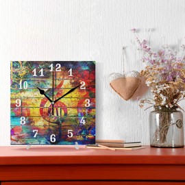 SEULIFE Wall Clock Abstract Art Music Note, Silent Non Ticking Clock for Kitchen Living Room Bedroom Home Artwork Gift