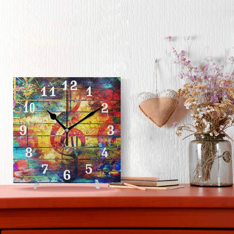SEULIFE Wall Clock Abstract Art Music Note, Silent Non Ticking
