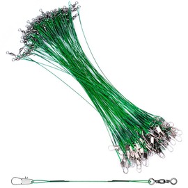 Wire Leader Fishing Wire Spears, Fishing Line, Stainless Steel Line, Load Capacity, Abrasion Resistant, Includes Swivel and Snaps, Triggered, Sea Fishing, 5.9 inches (15 cm), Set of 50