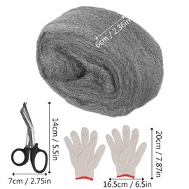 Anseom Mice 0 Steel Wool Fine Against Rodents Steel Wool Pack of 2 Steel Wool Fills Holes and Wall Cracks for Home, Garage and Garden, 100 g with a Pair of Gloves and Scissors