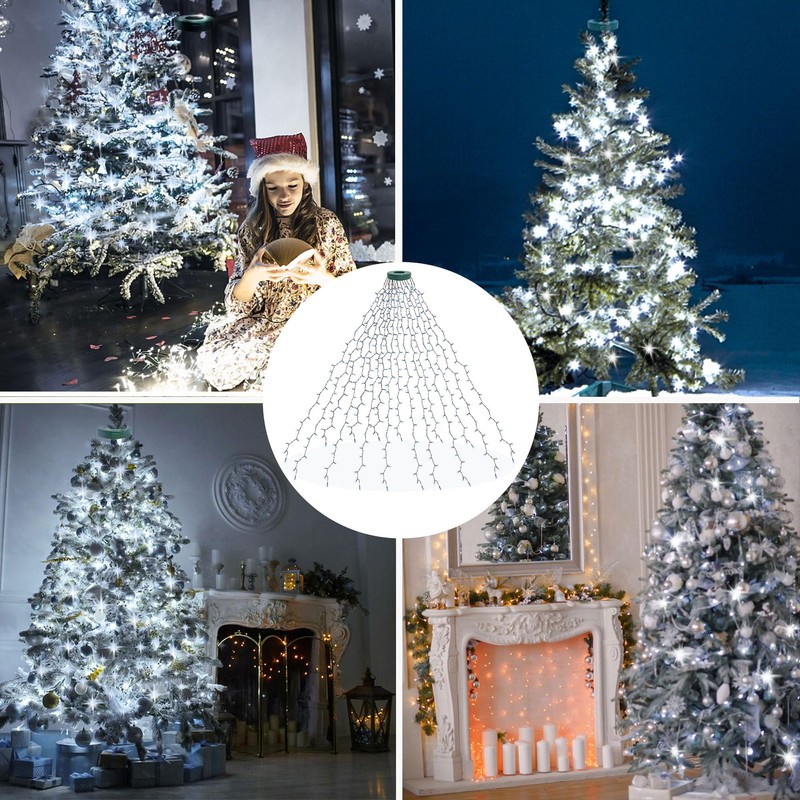 aneeway Christmas Tree Lights Cold White, 400LED 2m 16 Strands
