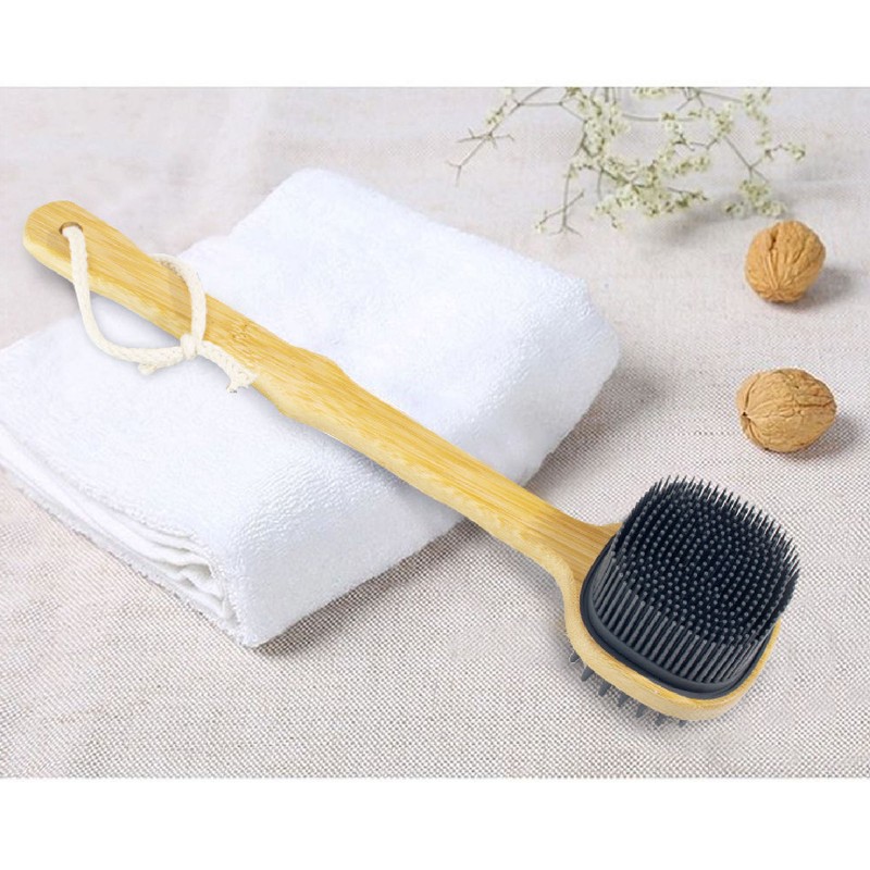 Long Handle Bath Brush with Handing Rope Silicone Shower Back
