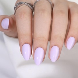 S.T. Friends Press On Nails Almond - Purple Short Press Nails with Glue for Women, Opaque Soft Gel Glue On Nails in 16 Sizes - 32 Stick On Nails Kit