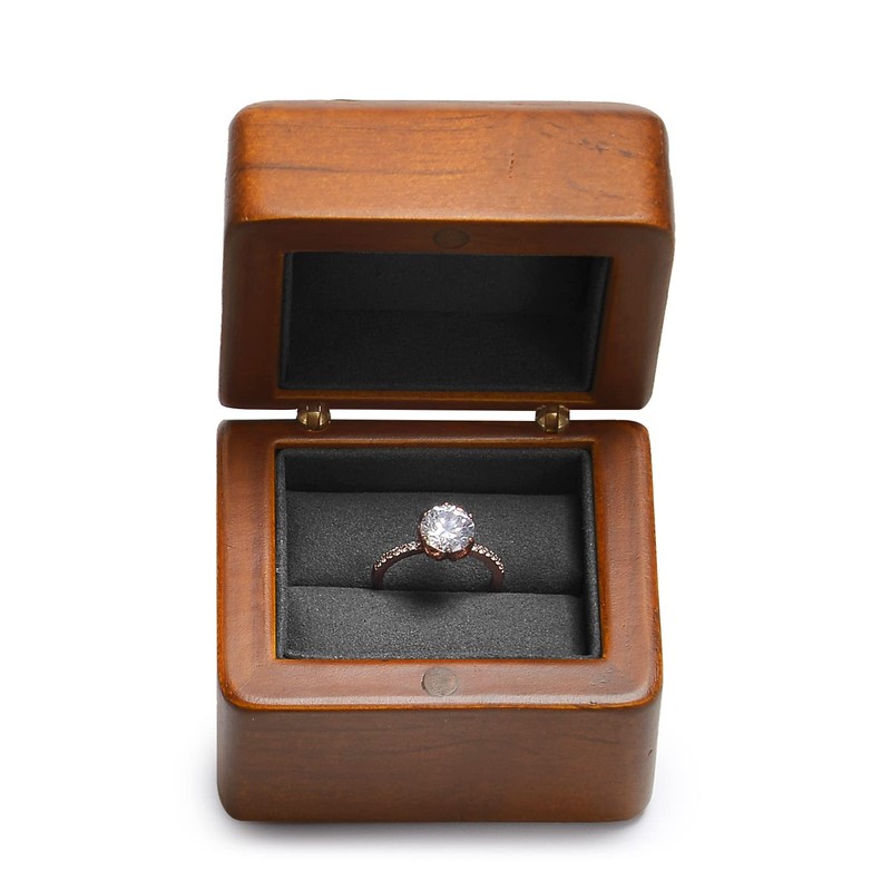 Oirlv Wooden Ring Box Vintage Ring Box for Engagement Anniversary