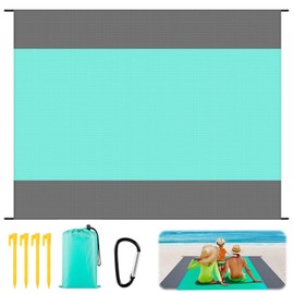 Lelang Stranddecke 210 x 200 cm, wasserdichte und Faltbare Picknickdecke, leichte und kompakte Campingdecke, schnell trocknende Strandmatte für Strand, Camping, Wandern, Picknick