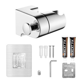 SKENGWEL Hand Shower Holder, 360° Adjustable Shower Holder, Shower Head Holder, No Drilling, with Mounting Accessories for Shower, Bathroom (Silver)