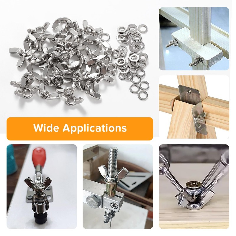 Lyeteung 40 pieces M5 wing nut, stainless steel wing groove,