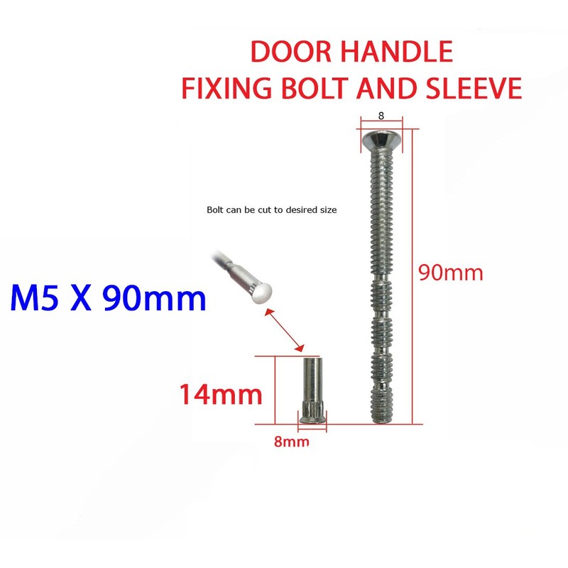 M5 x 90mm Chrome Door Handle Pozi Screws with Security