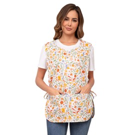 Nanxson Women Cobbler Apron with 2 Patch Pockets Cotton printed Smock with Side Ties for Work Chef kitchen CF3187 Bird M