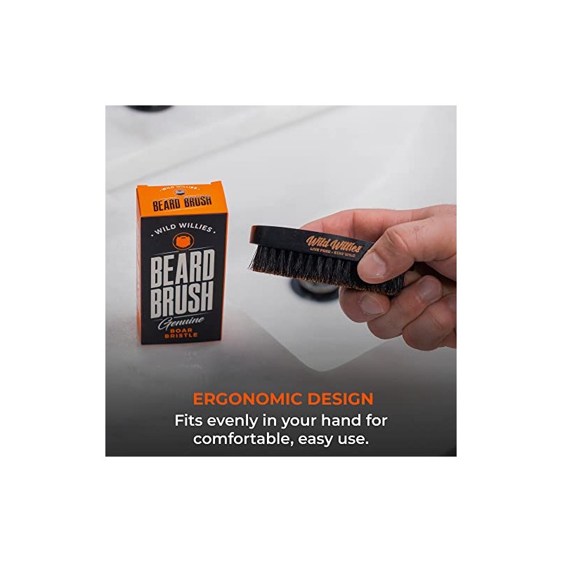 Wild Willies Beard Brush For Men. With Natural Boar Bristles