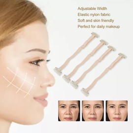 Facelift Bands with Clips, 4Pcs Instant Face Hair Bands with Clips for Girls, Reusable Hairpin Lifting Bands Invisible Facelift Patch Straps, Adjustable Elastic Band