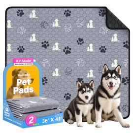 Washable Pee Pads for Dogs, 2 Pack Reusable Puppy Pads, Waterproof Pet Pee Pads for Dog Potty Training, Extra Large Dog Pee Pads for Crate, Playpen, and Whelping, Durable and Absorbent, Grey 36"x41"