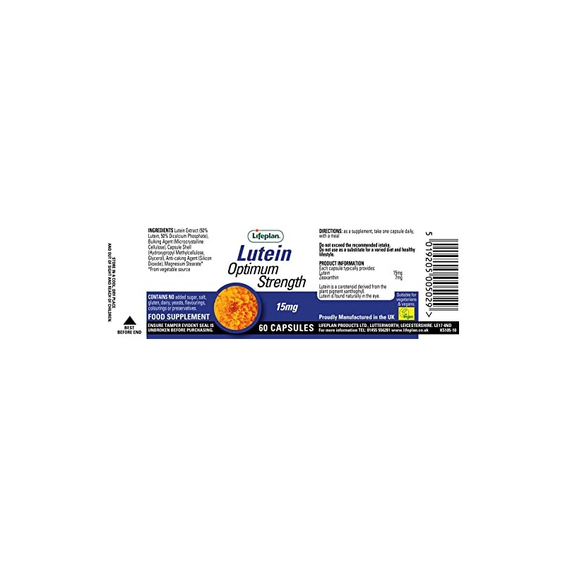 Lifeplan | Lutein 15mg Capsules | 2 X 60s