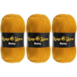 Baby Baby Yarn #3 Light Worsted Lightweight Worsted DK Double Knitting Anti Pilling Acrylic Yarn for Knitting and Crocheting (3 Balls, 313 Mustard Yellow)