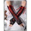 Geyoga Long Lace Fingerless Gloves Women Elbow Punk Flower Ribbon