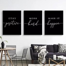 Uixxducc Black White Poster Set Minimalist Inspirational Picture Set Modern Canvas Wall Pictures Living Room Bedroom Wall Decoration without Frame (50 x 70 cm)