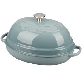 EDGING CASTING Enameled Oval Cast Iron Dutch Oven Pot with Lid, Bread Dutch Oven for Sourdough Bread Baking, 6QT, Seasalt