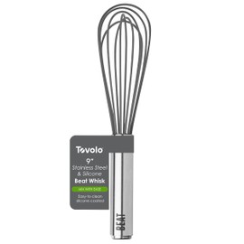 Tovolo Whisk 9 Inch Heavy Duty Silicone Wire Stainless Steel Whisker for Cooking Baking Blending Mixing Stirring Whipping Whisking, Dishwasher Safe Multi Use Classic French Wire Whisk, Charcoal Gray