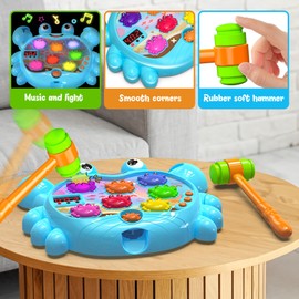 Toys for 2 3 4 5 Year Old Boy, Baby Toy for Early Learning, Whack A Crab Game for Toddlers with Sound&Light Birthday Gifts Toys for Kids Age 6 Girl Hammering Pounding Toy, Baby Early Developmental Toy