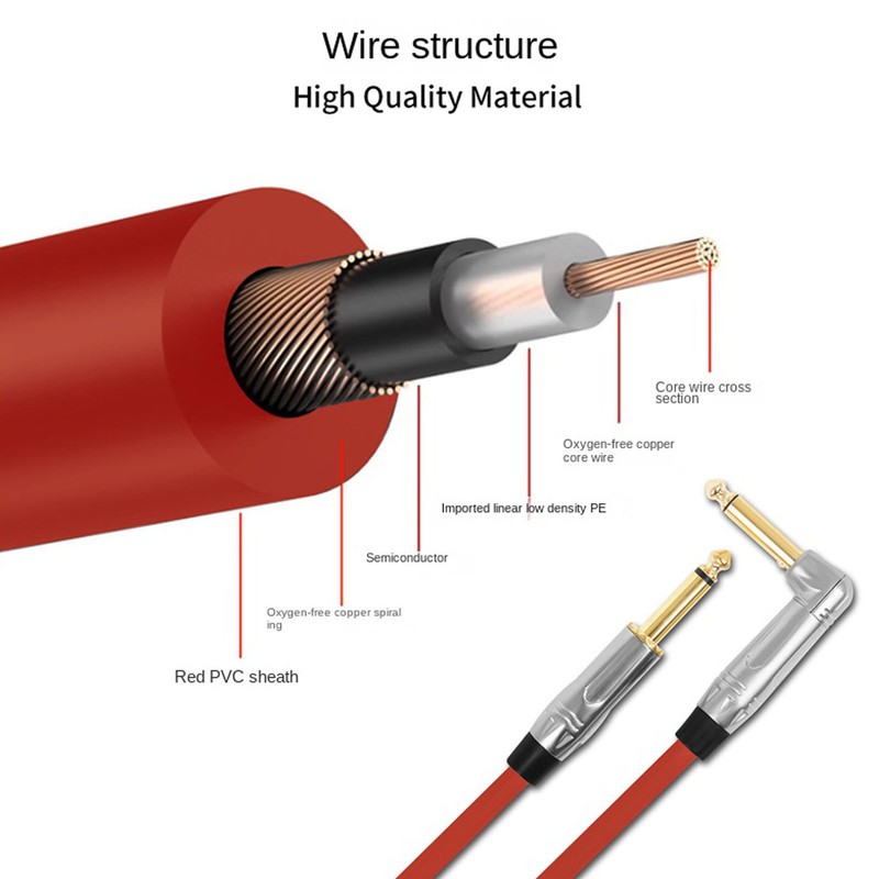 Musical Instrument Cable 6.35 Electric Folk Guitar Bass Audio Connection