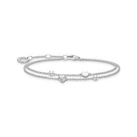 Thomas Sabo 925 Sterling Silver Heart and White Stone Bracelet A2057-051-14, Sterling Silver, No Gemstone