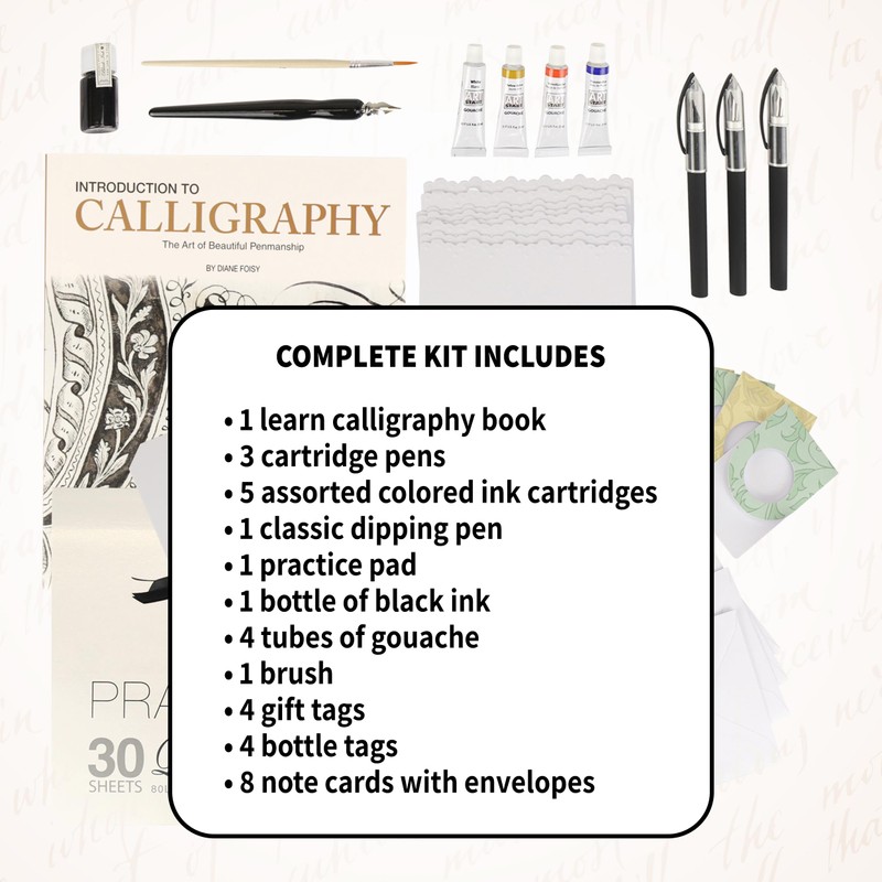 SpiceBox Learn Calligraphy Set for Beginners with Pens and Introduction