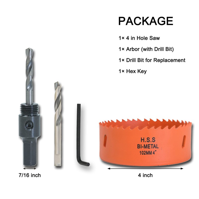 VIKITON 4 inch Hole Saw with Arbor for Metal Wood