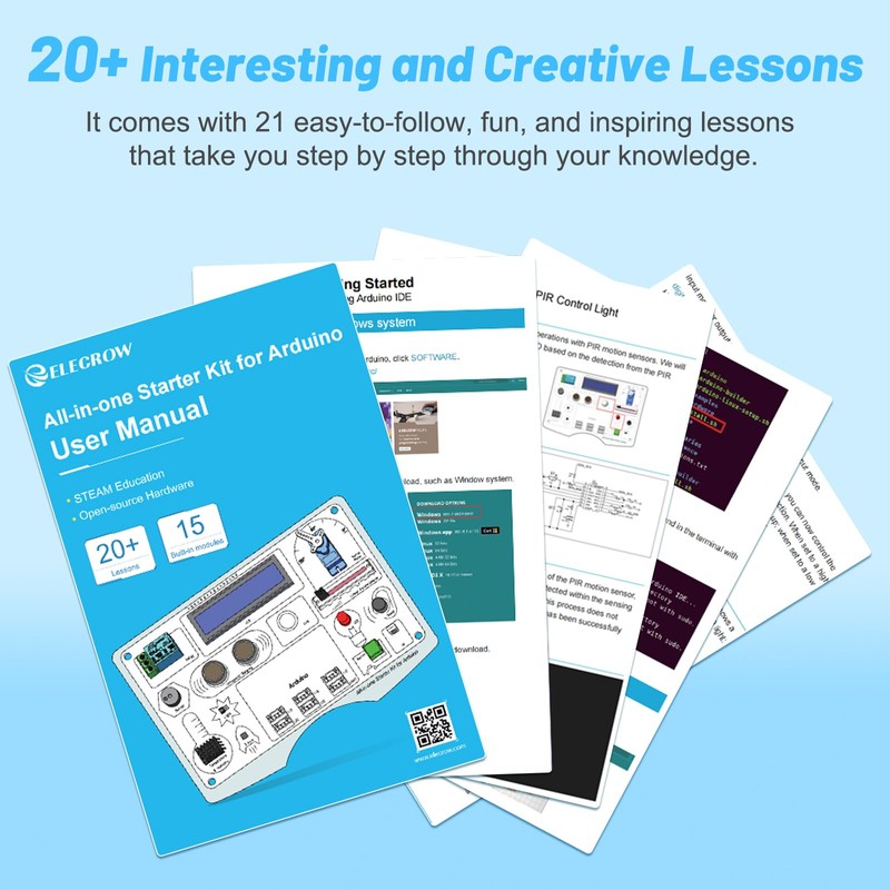 ELECROW All-in-one Starter Common Board Kit Compatible with Arduino Projects,