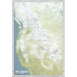 Western Ski Resorts Map 24x36 Poster (Natural Earth)