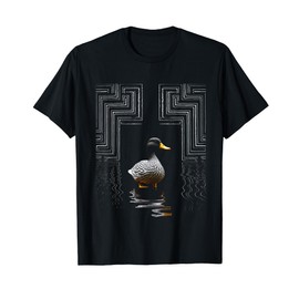 Duck Mandala Animal Zoo Art Duck T-Shirt, black