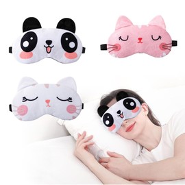 MisFun 3 Stück Schlafmaske Kinder, Verstellbaren Augenmaske, Schlafmaske Lustig, Augenmaske Schlafmaske, Weiche Schlafbrille, Augenbinden Kinder, für Kinder, Männer, Frauen, Schlafen, Reisen