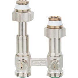 Simplex Two-Pipe System Rhahn Block ET2/50 Nickel Plated, With Telescopic Corner Eurokonus