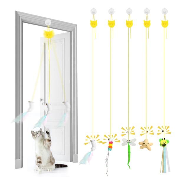 AYESY Indoor Cat Toys，5 Pack Self-Play Hanging Door Interactive Entertain