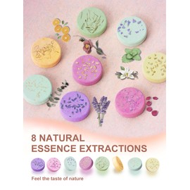 Psnli Shower Steamers Aromatherapy Stocking Stuffers 8 Scents, Christmas Gifts for Women Elegant Packaging Birthdays Gifts for Mom, Natural Essential Oil Home Spa Self Care & Relaxing