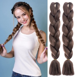 Ideal Swan Braids Extensions Braun, Jumbo Braiding Hair, 22 Zoll Braids Haare Kunsthaar zum Einflechten Box Braid Extensions Flechten Haar 2 Stücke Für Zöpfe