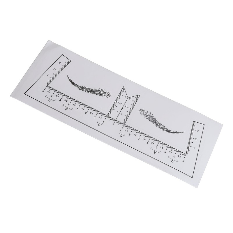 100PCS Eyebrow Ruler Stencils Clear Scale Transparent Adhesive Eyebrow Designer