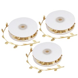 3 Roll Artificial Leaves Vine DIY Kindergarten Craft Wedding Decoration AccessoryGold
